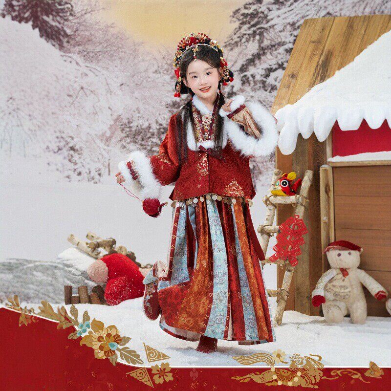 新款女童汉服冬季冬款中国古风加厚儿童新年套装女宝拜年服唐装,童装/婴儿装/亲子装,汉服,淘宝优惠券,粉丝福利购,淘宝优惠卷