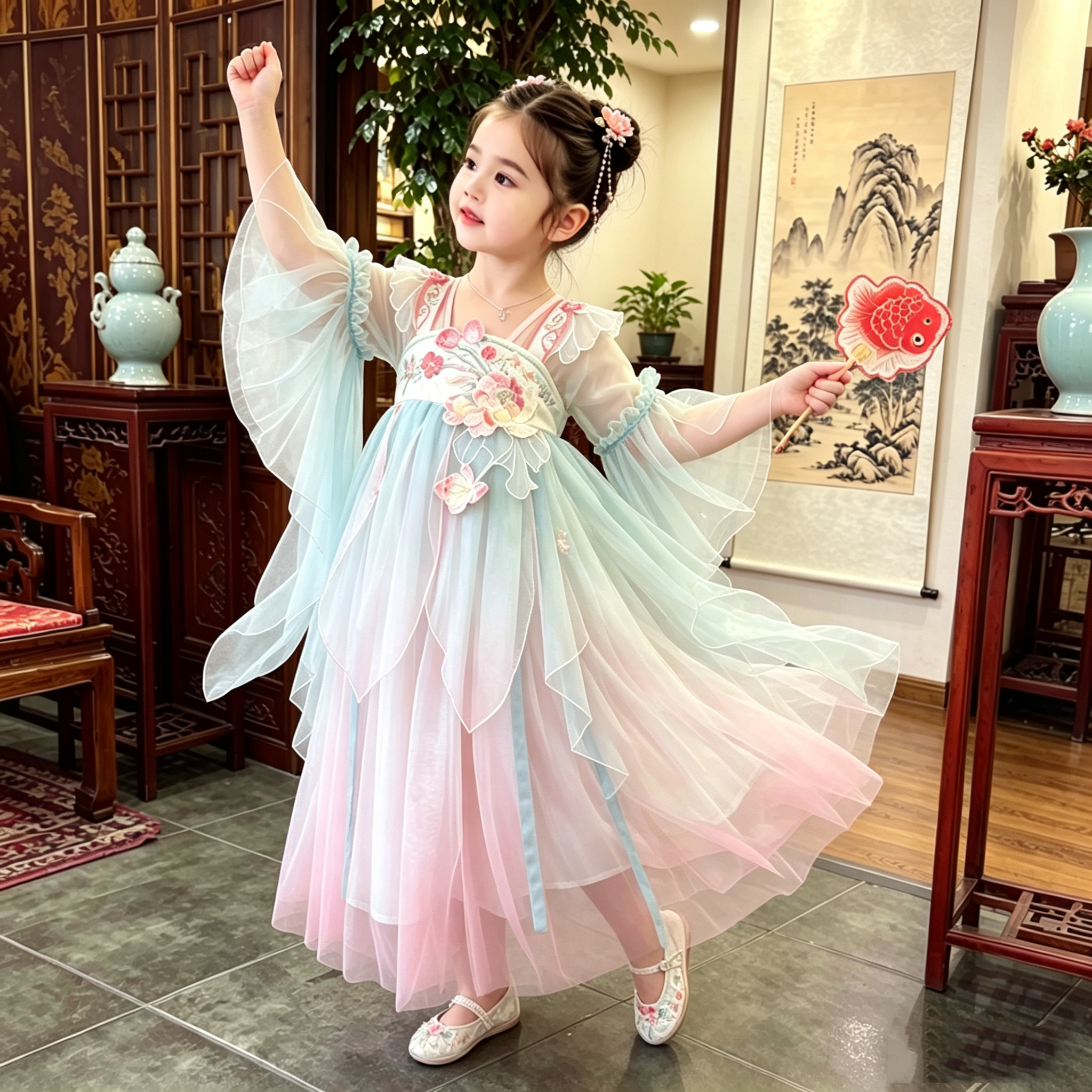 女童汉服公主裙女孩连衣裙夏装2026新款超仙雪纺汉服儿童古装襦裙