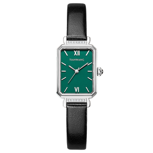 天王复古小方表 时尚轻奢 精致优雅幸运女表绿色表盘 LS31283