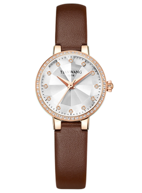 天王 光芒系列石英机芯真皮表带国表女表 锆石表圈劈面表镜 31526