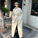 法式气质氛围感风衣外套女2025春秋季新款宽松显瘦英伦风长款大衣，女装风衣，2C300