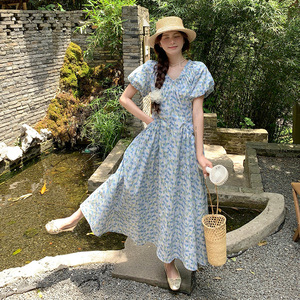 已出大货 夏季新品田园清新V领小碎花连衣裙2C300-2521-P125-K188图片