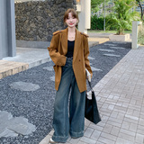 美拉德复古深棕色西装外套女2025年春秋季新款高级感流行西服上衣，女装西装，2C300