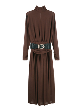 【辰大嗓严选】秋款高领蝙蝠袖轻奢时尚休闲风连衣裙HBZW652043