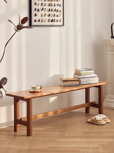 北美樱桃木大长板凳北欧全实木长条凳家用换鞋凳大笨凳原木床尾凳