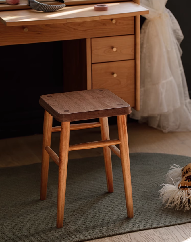 樱桃木原木凳子方凳实木餐凳