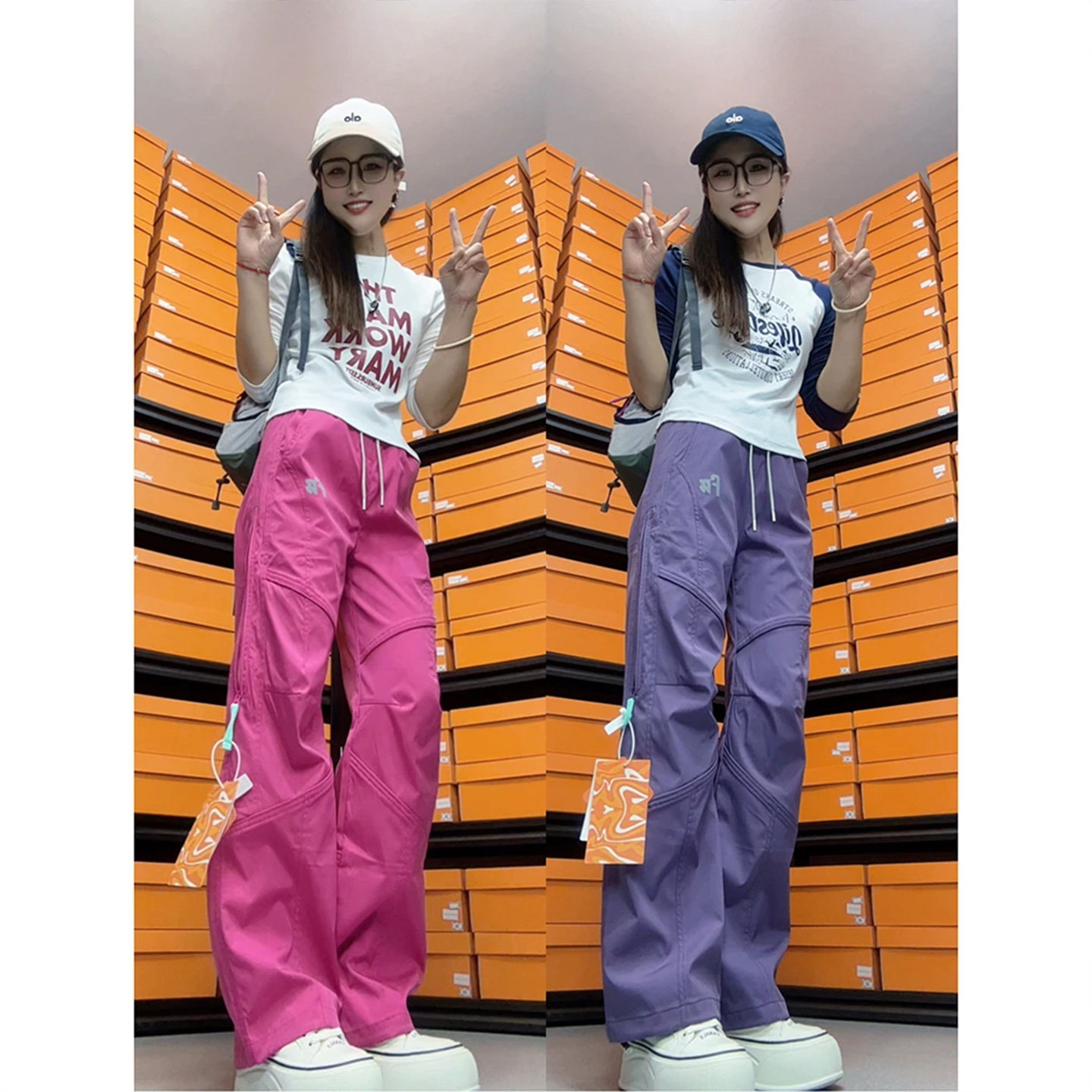 机能防风防水冲锋裤男女同款宽松直筒裤子冬季加绒加厚秋冬工装裤