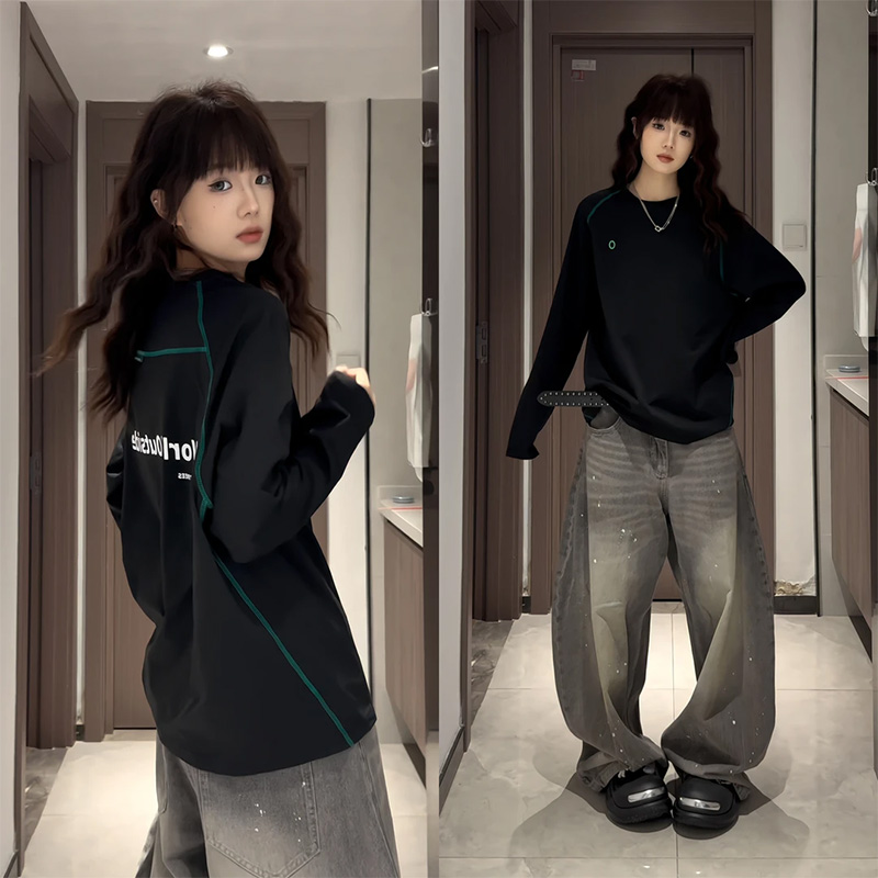 美式户外运动速干长袖t恤男女同款圆领打底衫秋季跑步健身上衣潮