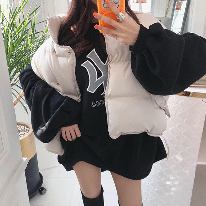 韩国宽松羽绒棉面包服短款马甲