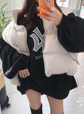 韩国宽松羽绒棉面包服短款马甲