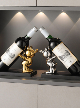 红酒架摆件暴力熊搬家乔迁礼物玄关客厅电视酒柜餐边柜家居装饰品