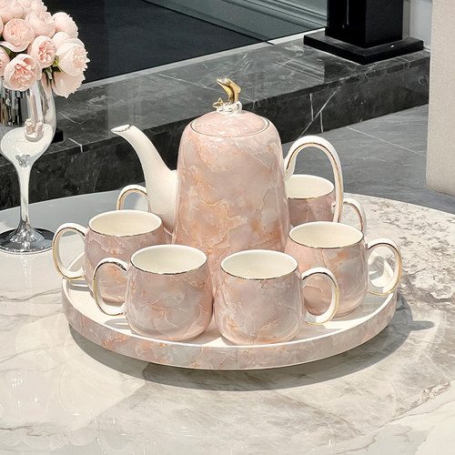 高档陶瓷茶具套装家用客厅水杯杯具乔迁新居结婚茶壶茶杯轻奢水具