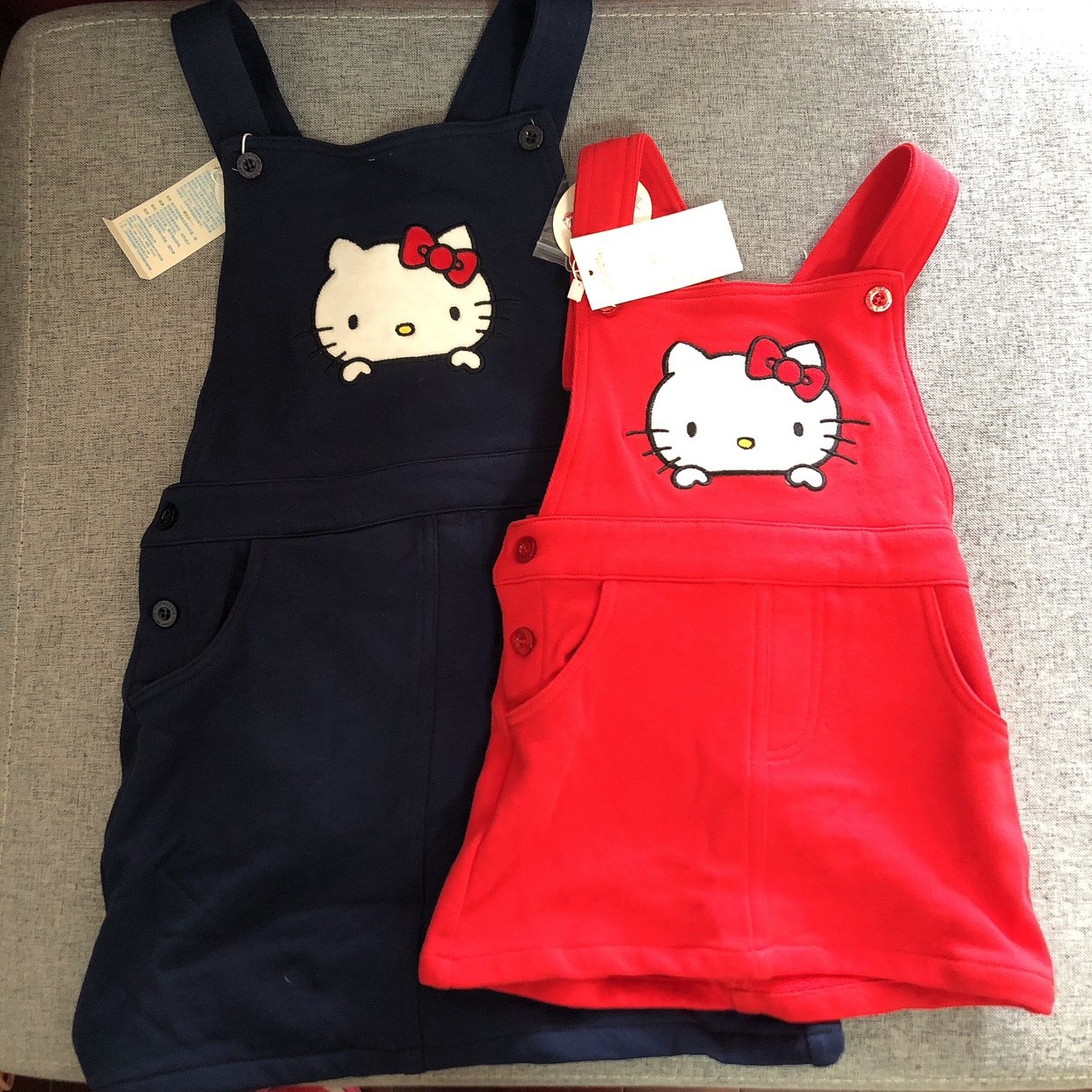 Hello kitty 女童连衣裙春秋全棉针织背带裙可爱休闲短裙背心裙