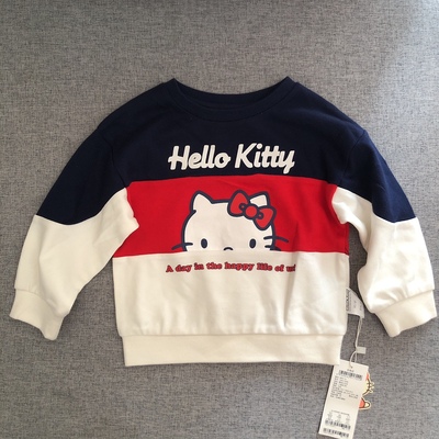 亏清hellokitty婴幼儿童装上衣凯蒂猫女童春秋长袖针织棉套头卫衣