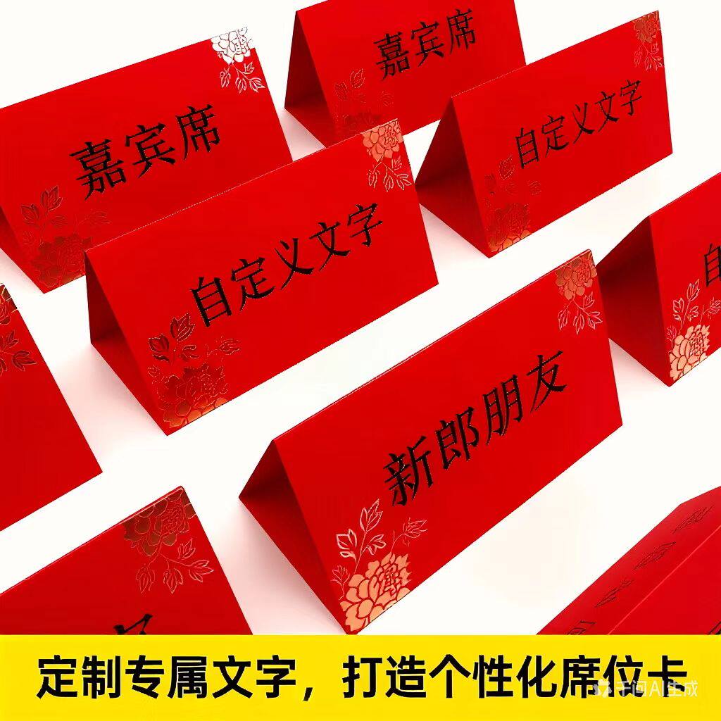 会议席位卡活动桌牌纸质三角台卡姓名座位牌结婚席位定制双面打印图片