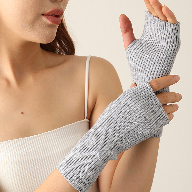羊绒手臂套袖保暖半指手套