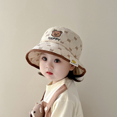 宝宝帽子春秋季 防晒帽超萌小熊婴儿遮阳帽韩国儿童渔夫帽 男孩薄款