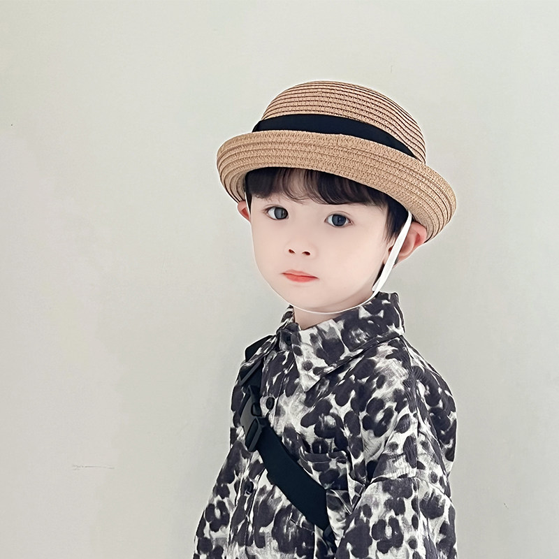 儿童遮阳帽夏季防晒宝宝渔夫帽百搭亲子草帽户外出游男女童太阳帽