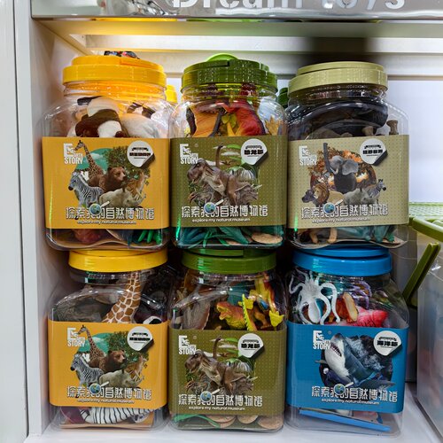 自然博物馆仿真野生动物恐龙桶装恐龙海洋动物熊猫长颈鹿霸王龙