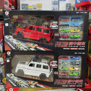 广威启迪大号吉普越野车按压弹射加长120CM合金车男孩生日礼物盒