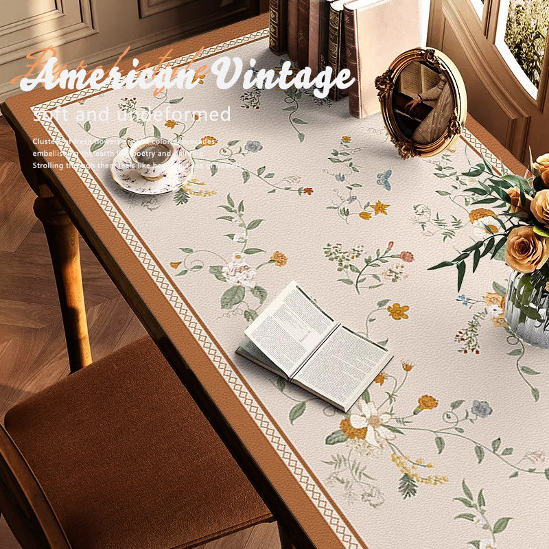 美式乡村风轻奢桌布高级感书桌写字餐桌垫高端防水防油免洗茶几垫,居家布艺,桌布,淘宝优惠券,粉丝福利购,淘宝优惠卷