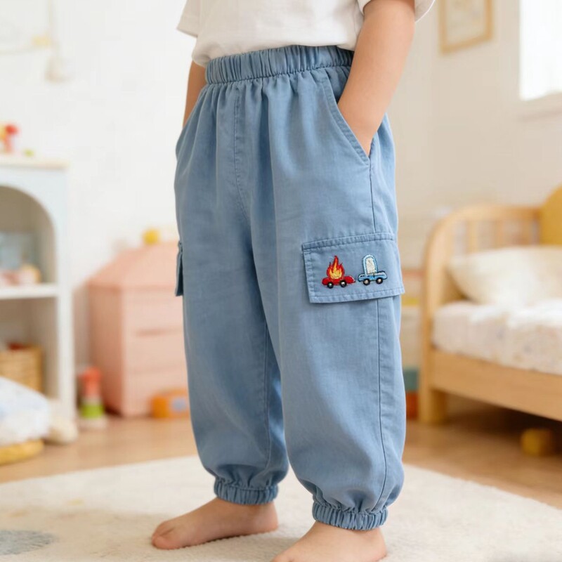 婴唯棉男童天丝牛仔裤夏季薄款中小童透气柔软外出百搭休闲长裤