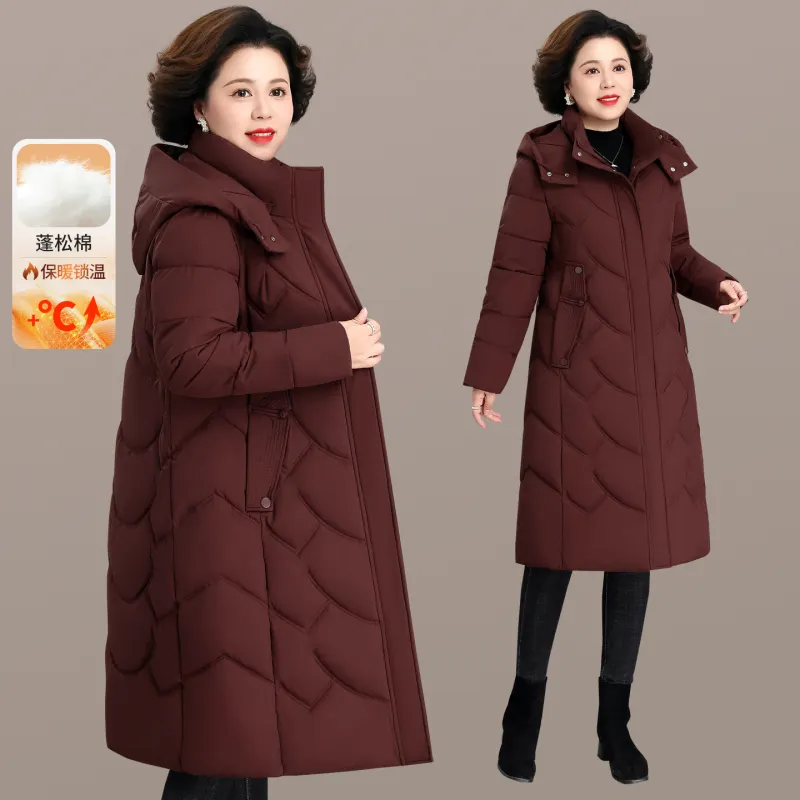 冬季保暖连帽宽松大码妈妈棉服