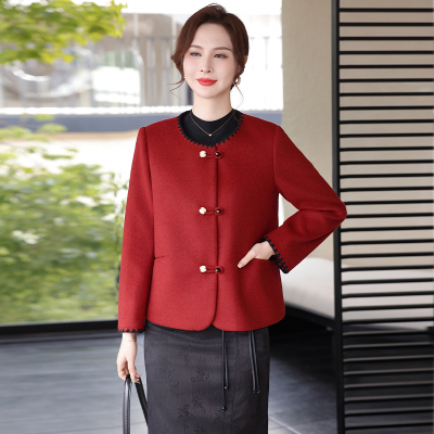 优雅红色双排扣短外套女春秋新款