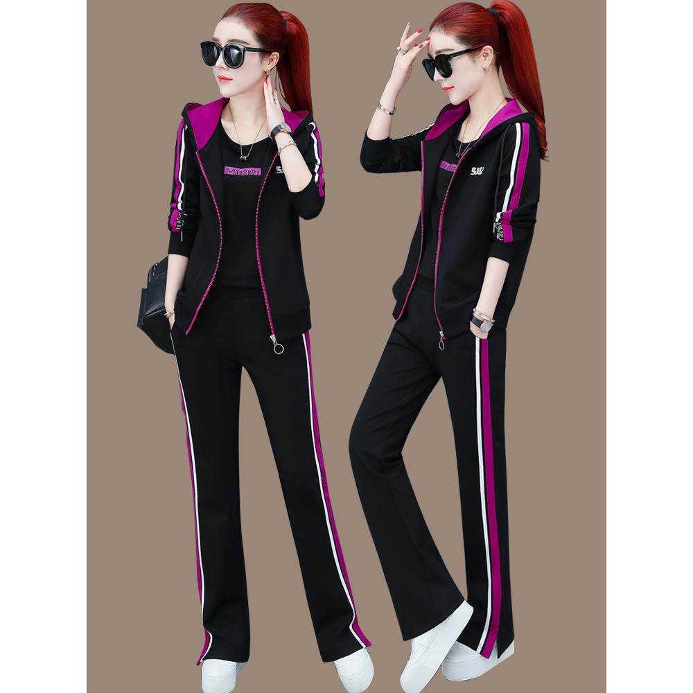 运动套装女春秋季妈妈显瘦外套阔腿裤卫衣时尚减龄秋装休闲运动服