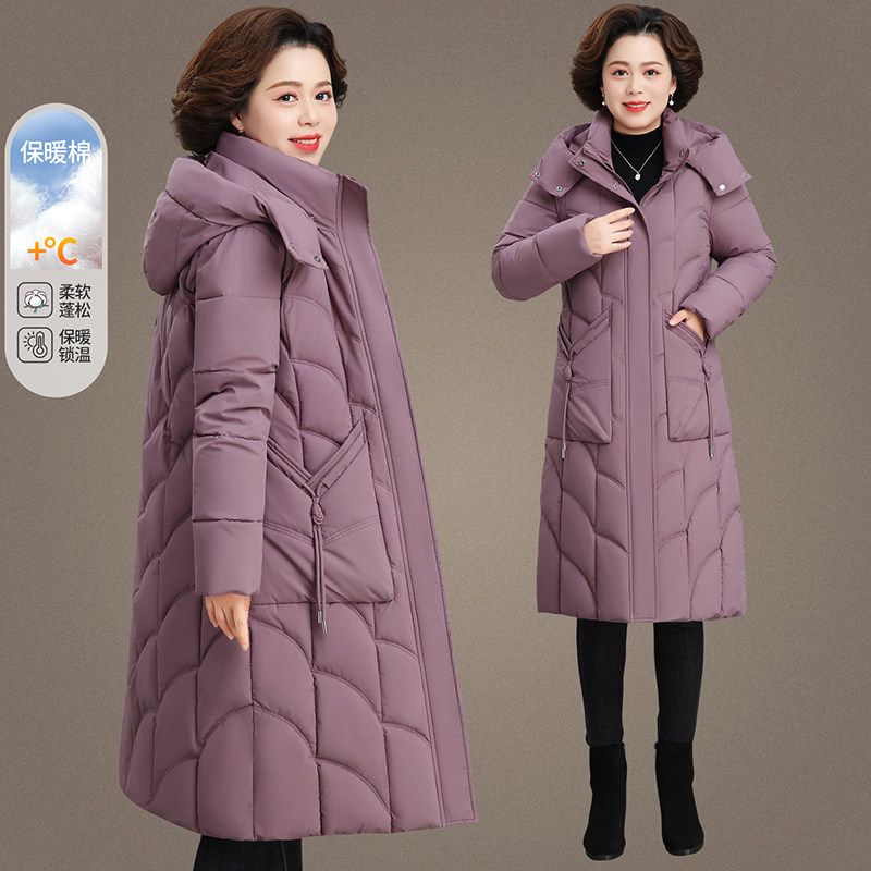 中老年妈妈洋气加厚保暖连帽棉服