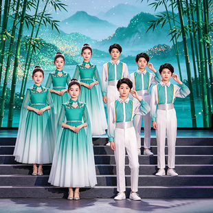 儿童演出服合唱服表演服装中小学生男女童国风古筝朗诵演讲比赛服