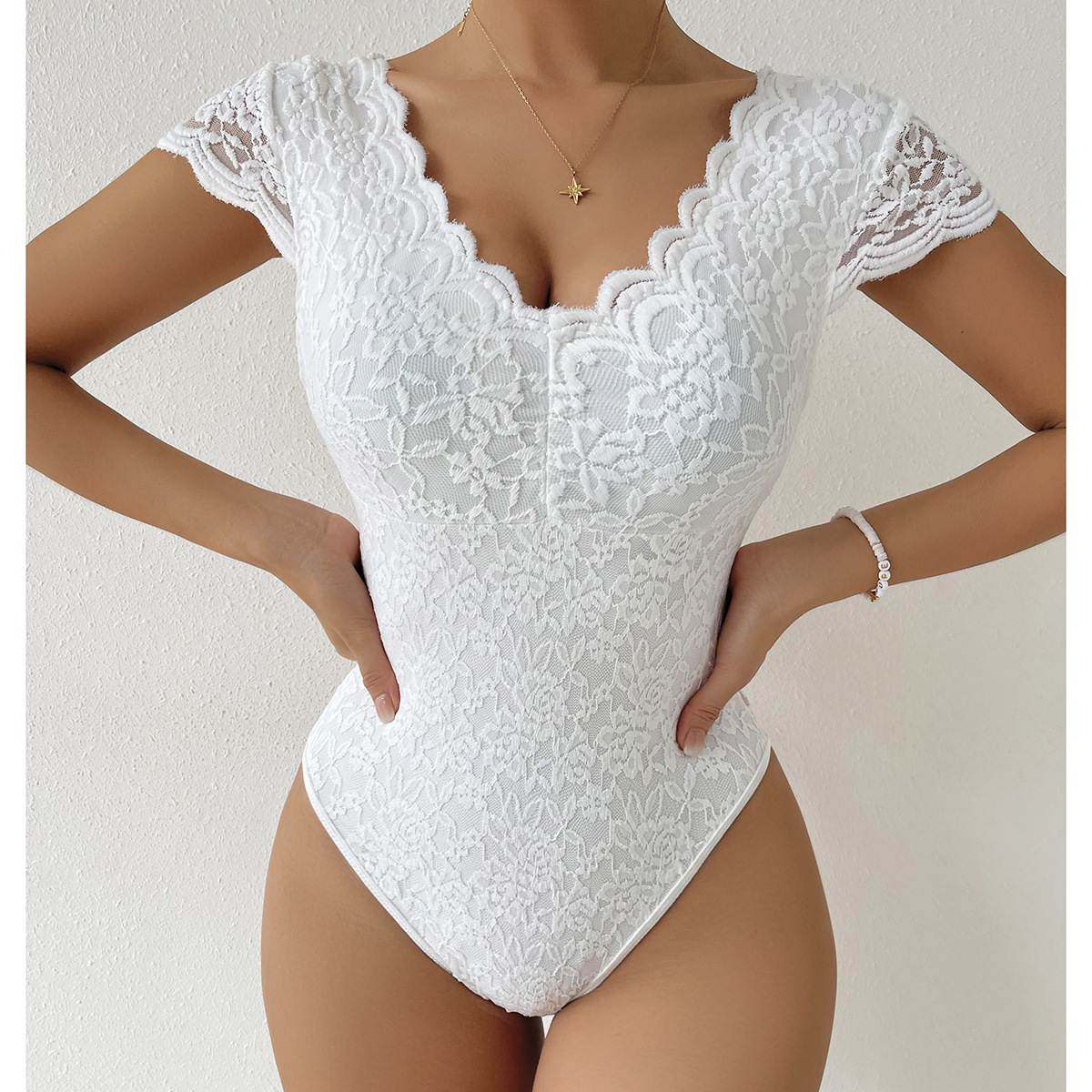 Summer Floral Lace Women Rompers Korean Wave V Neck Jumpsuit