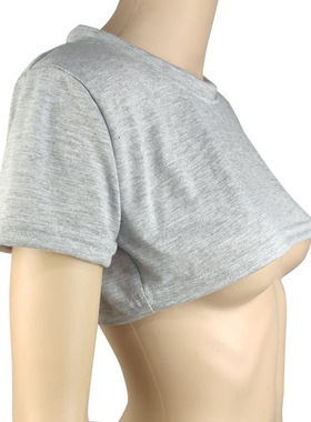 2026 women clothes夏季性感女士休闲T恤短袖上衣 纯色黑白超短上