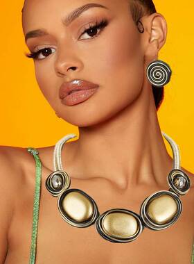 necklace suit women charm necklaces 木块项链套装欧美锁骨链