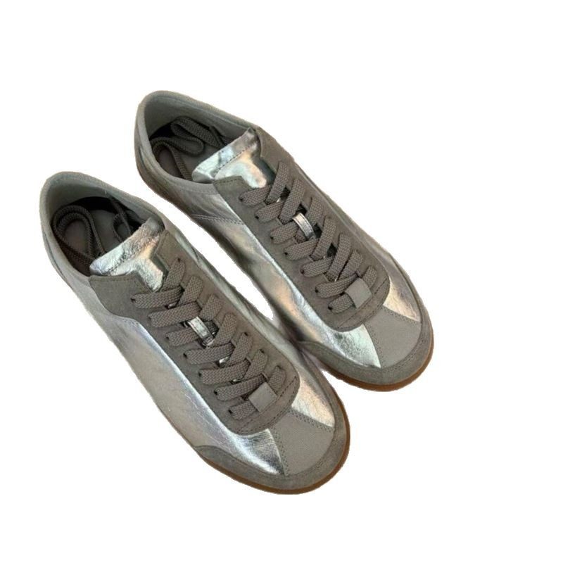 2026 shoes women超软底休闲运动银色德训鞋春季新款厚底小皮鞋时,流行男鞋,休闲皮鞋,淘宝优惠券,粉丝福利购,淘宝优惠卷