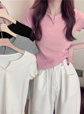 2026 women clothes短款女夏季设计感修身露脐辣妹女装T恤短袖学