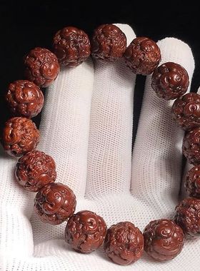 男女情侣招财紫金鼠雕刻貔貅手串