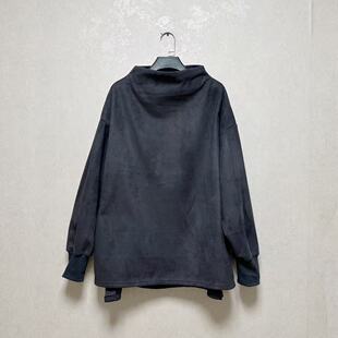 出口日单PAS DE DEUX女内里薄绒仿鹿皮绒立领落肩袖宽松套头卫衣