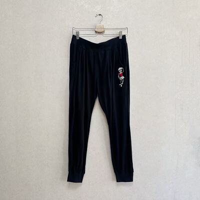 外贸出口潮牌HYDROG*N女粘纤刺绣标松紧腰束脚宽松运动休闲长裤