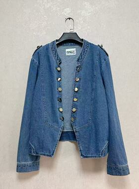 外贸出口欧美大牌ONL*女全棉牛仔双排亮扣宽松开衫外套