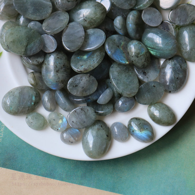 diy天然闪光石蛋形贴片戒面