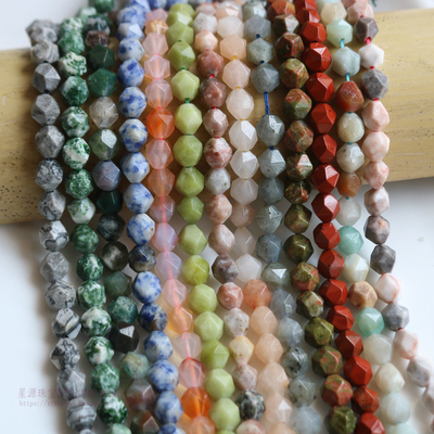 diy天然玛瑙闪光亚马逊切面散珠