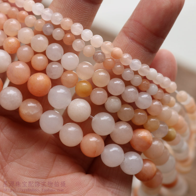 天然东陵玉圆珠 粉东陵散珠 diy半成品串珠材料 手链手串饰品配件