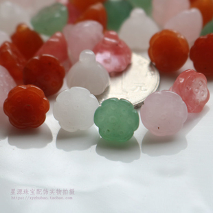 压襟扣莲蓬 天然绿东陵粉晶莲子吊坠白玉西瓜晶旗袍扣diy饰品配件