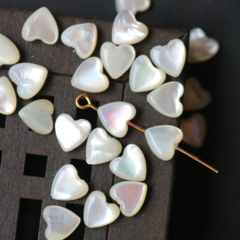 古风天然白蝶贝桃心手工耳环发簪