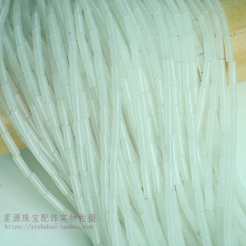 天然汉白玉手工圆管长方珠长条珠