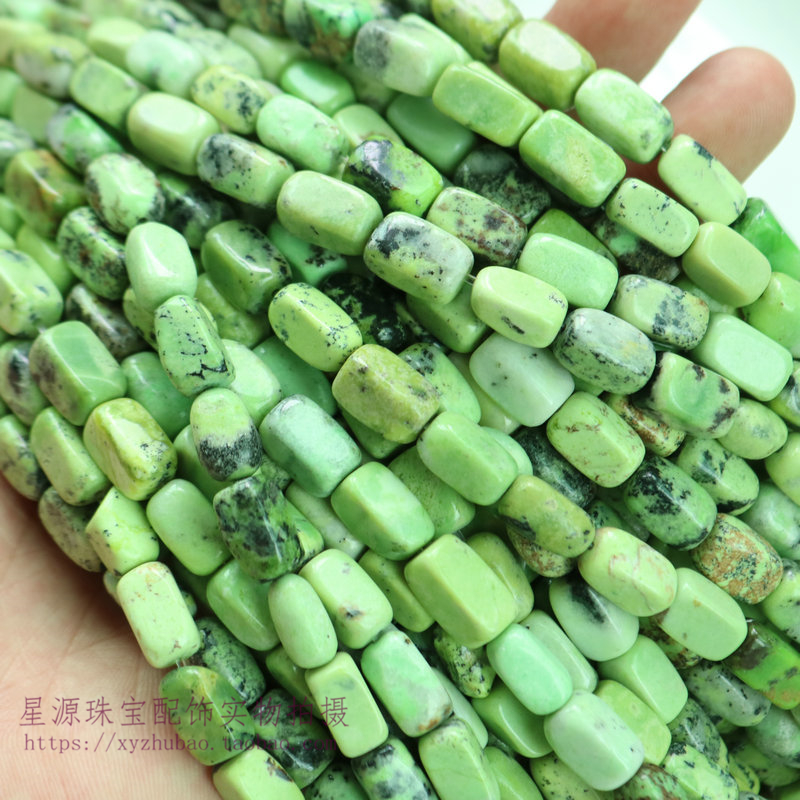 天然绿澳宝手工切割方柱凤冠散珠