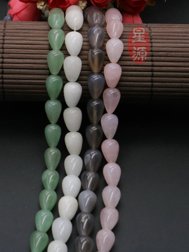 diy天然白玉粉晶圆形水滴灰玛瑙