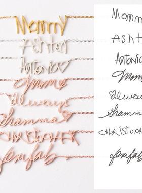 Customized name 饰品签名英文名字母项链不锈钢手写签名不项链