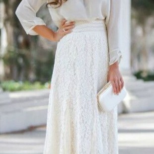 women s long lace skirt casual dress summer white skirts2018